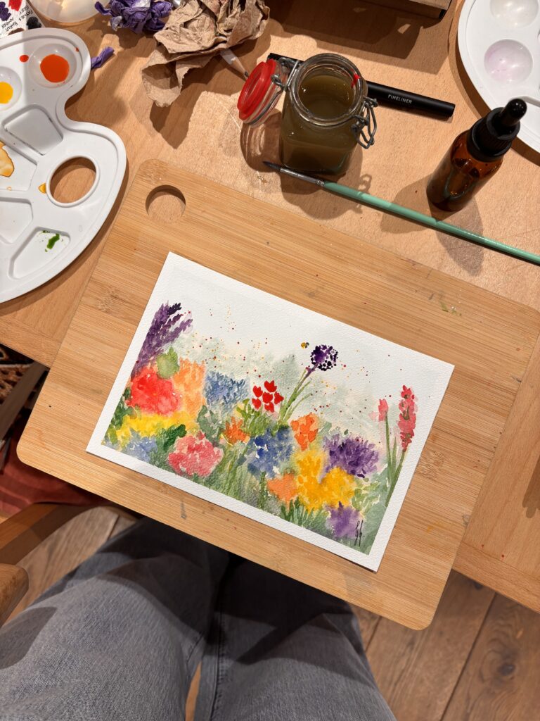 Een voorbeeld van bloemen in aquarel
